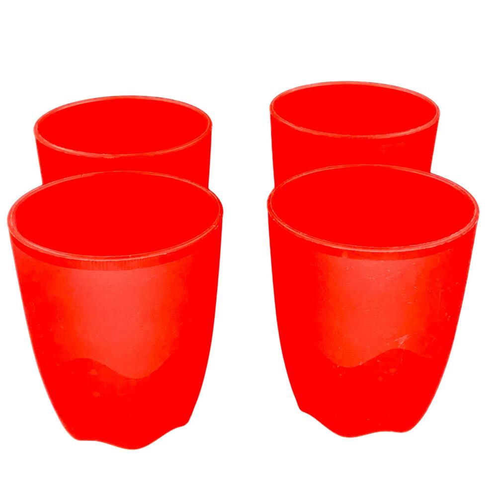 Tupperware Tumblers 1 Cup 8 Oz Red Small Cup Drinking Glass Plastic Set of Four